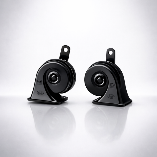 Hella Midnight Black Twin Tone Horn Set