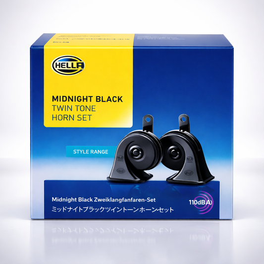 Hella Midnight Black Twin Tone Horn Set